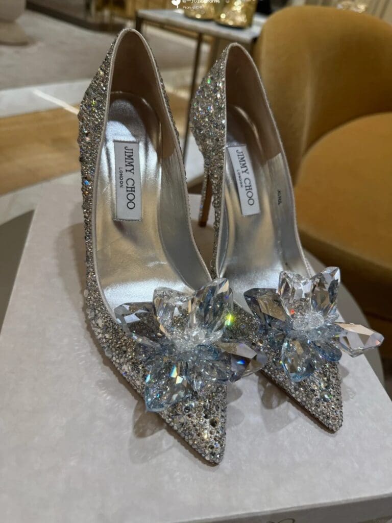Jimmy Choo crystal high heel shoes collaboration with Love and Deepspace
